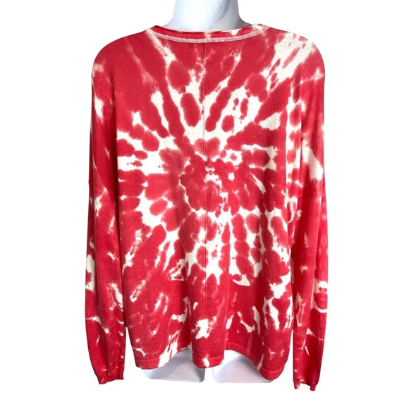 Elliott Lauren Pink Tie-Dye Lightweight V-Neck Sweater Size M Boho Beach - Picture 3 of 9